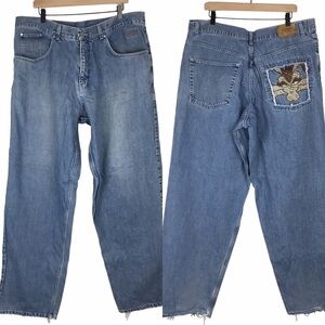 History Iceberg Jeans 90s Y2K Wile E Coyote Looney Tunes Patch Size 40 Vintage
